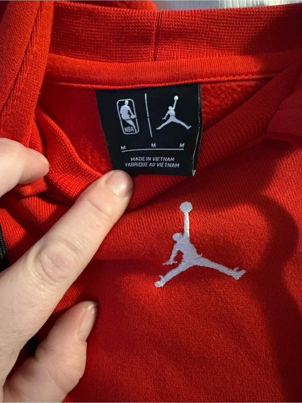 Jordan Red Chicago Bulls Pullover Hoodie with Black Drawstrings